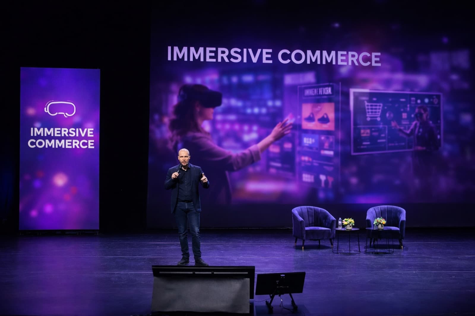Tommaso Nervegna on stage at an Immersive Commerce keynote